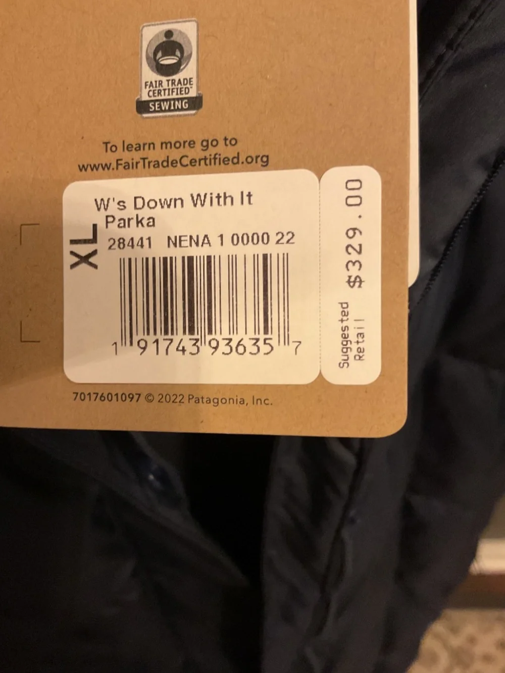 Patagonia, XL, Down With It Parka, Navy